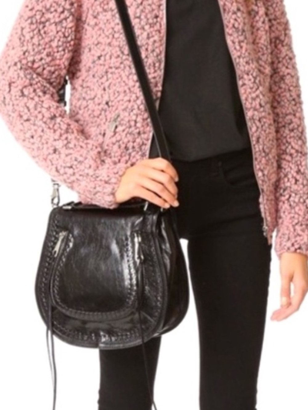 Rebecca Minkoff Black Leather Vanity Saddle Crossbody Bag